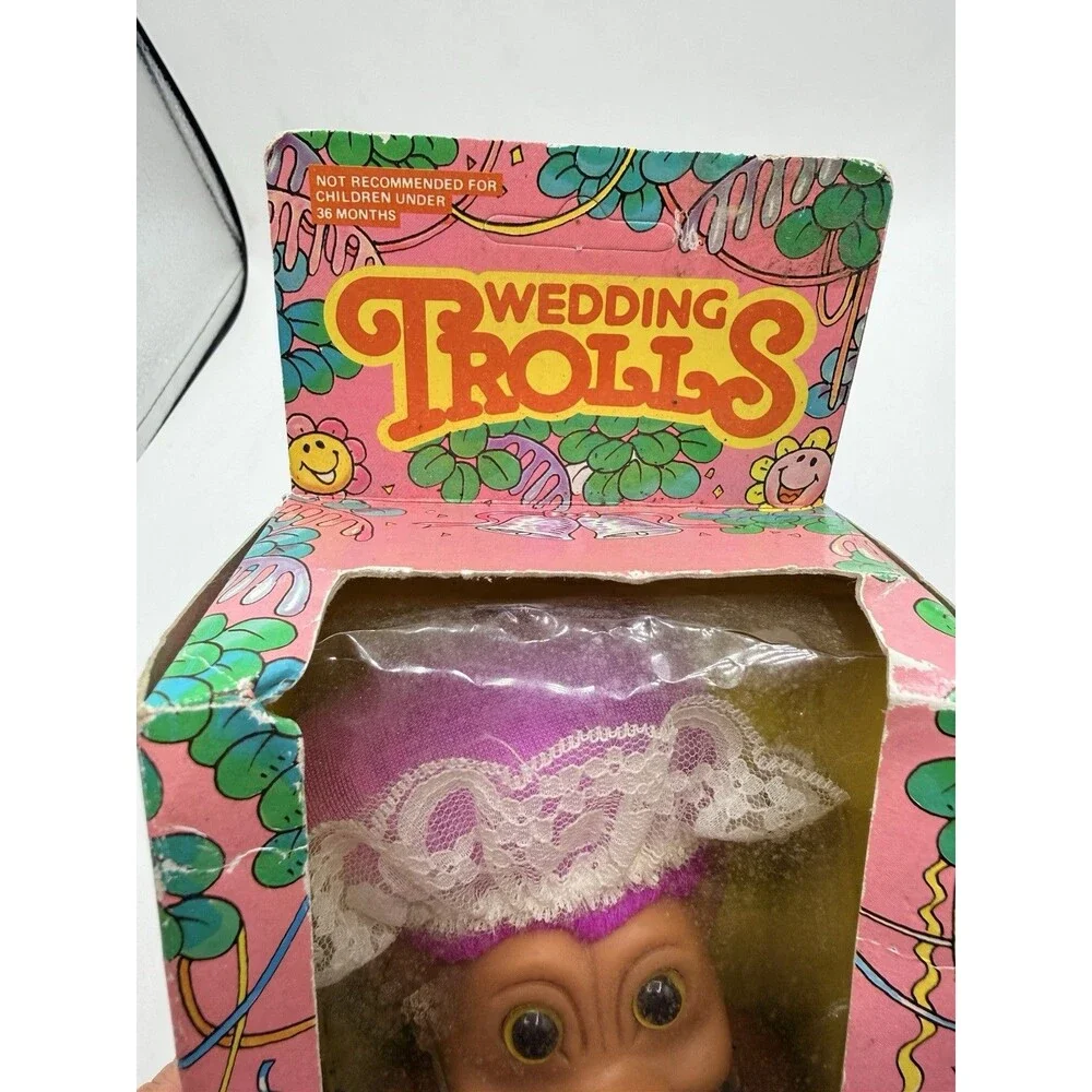 Vintage Toy N’ Things Wedding Trolls Bride Doll In Wedding Dress #4106 NIB 5”